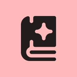 A black icon of a closed book with a four-pointed star on the cover, shown on a pink background—an image evoking Geno Young’s commentary on themes like sex, drugs, illiteracy in modern storytelling.